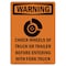 Signmission OSHA WARNING, 7" Width, Decal, 7" W, 10" L, Portrait, Chock Wheels Of Truck With, Made in USA OS-WS-D-710-V-13029 - alternate 1